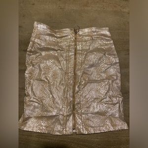 Small metallic gold miniskirt with a front zip